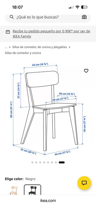 Sillas Lisabo Ikea (x2) Madera Negra