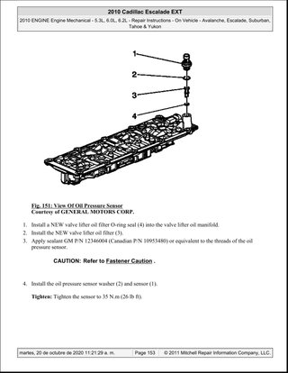 Manual Taller Cadillac Escalade 2010