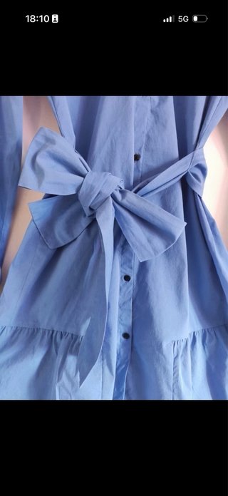 Vestido camisero de algodón azul