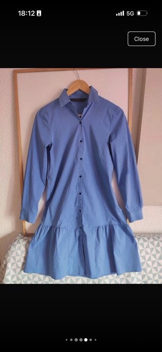 Vestido camisero de algodón azul