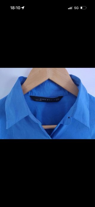 Vestido camisero de algodón azul