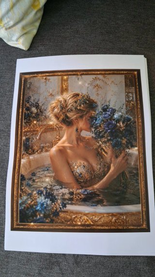 Ilustración floral azul  Lamina  original