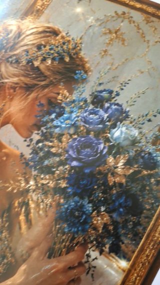 Ilustración floral azul  Lamina  original