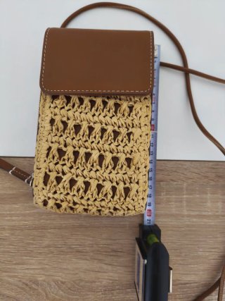 Bolso de paja y piel