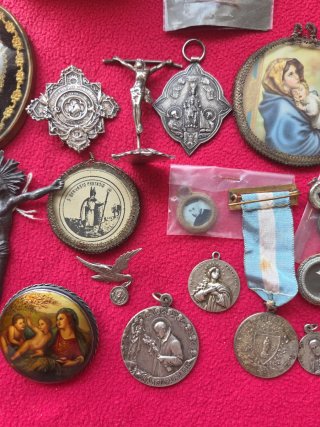 Lote Relicarios Plata Piezas Religiosas Colección