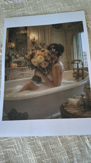 Lámina Ilustración Floral Baño Vintage