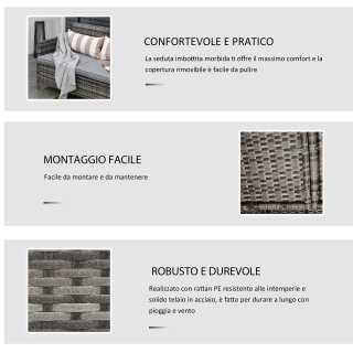 Divanetto da Esterno 3 Posti in Rattan PE, Divano