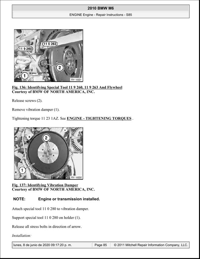 Manual Taller BMW M6 S85 2010