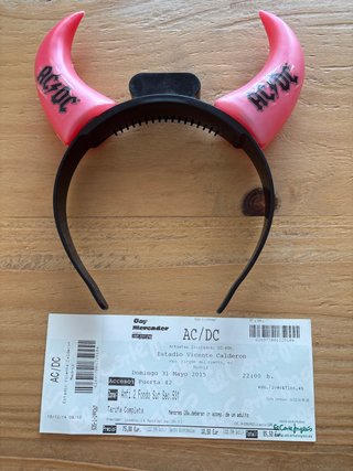 AC/DC Diadema Cuernos y Entrada Concierto