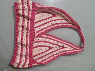 Top crochet verano rosa y beige