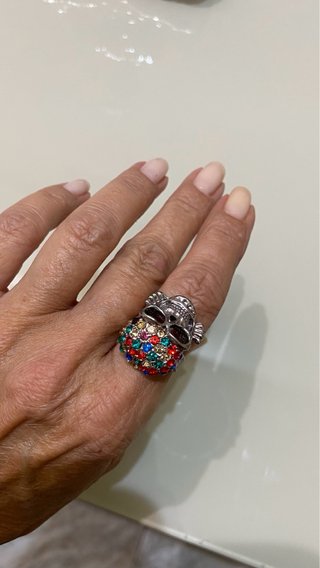 Anillo Calavera con Cristales Multicolor