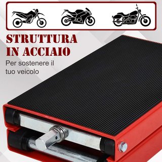Soporte Elevador de Moto, Elevador para Moto de Acero Rojo y Negro, Plegable y Antideslizante 41.5 X 23.5 X 10-37Cm