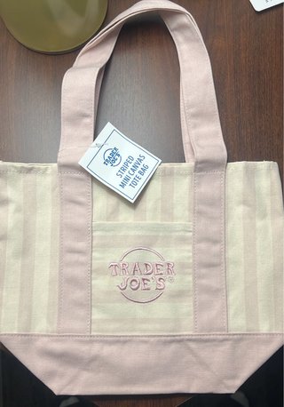 Borsa Trader Joe's Mini Canvas a Righe Rosa