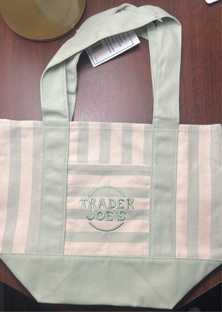 Borsa Trader Joe's a righe beige e verde