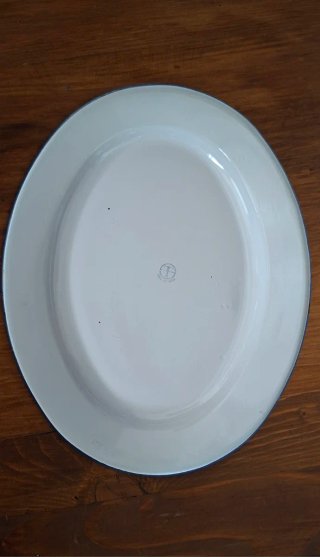Gran bandeja de peltre / porcelana esmaltada 40x31