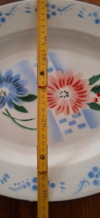 Gran bandeja de peltre / porcelana esmaltada 40x31