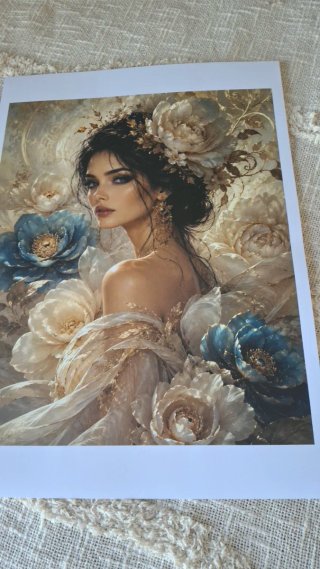 Ilustración A3 Papel Azul y Dorado