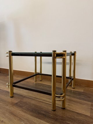 Mesa centro vintage cristal y metal dorado