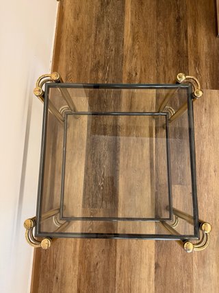 Mesa centro vintage cristal y metal dorado
