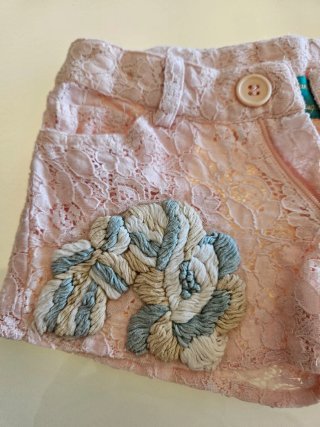 Pantaloncini Antica Sartoria bimba pizzo rosa