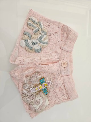 Pantaloncini Antica Sartoria bimba pizzo rosa
