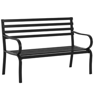 Panchina da Esterno in Metallo Impermeabile Nero,