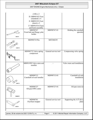 Manual Taller Mitsubishi Eclipse 2.4 2007