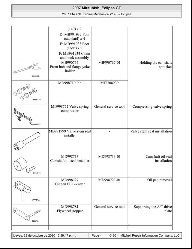 Manual Taller Mitsubishi Eclipse 2.4 2007
