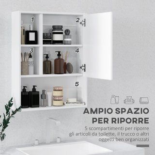 Armadietto Bagno con Specchio, Ripiani e Scaffale