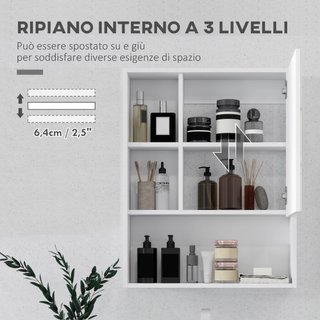 Armadietto Bagno con Specchio, Ripiani e Scaffale