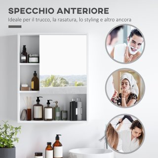 Armadietto Bagno con Specchio, Ripiani e Scaffale