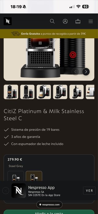 Cafetera Nespresso Citiz & Milk DeLonghi
