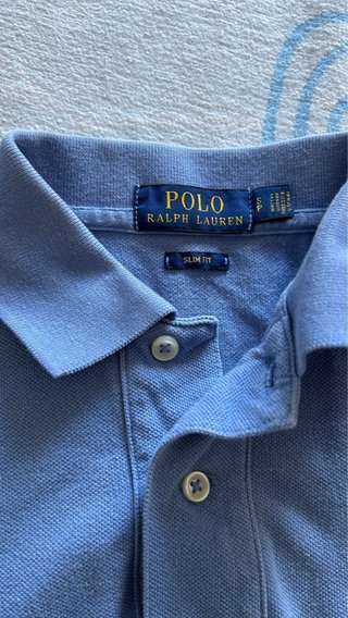 Polo Azul Celeste Slim Fit - Talla S Hombre