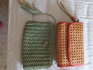 Lote 2 bolsos  naranja y rosa.   Y verde claro