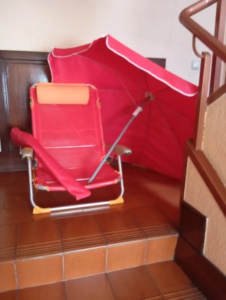 Silla de playa plegable y abatible con sombrilla r