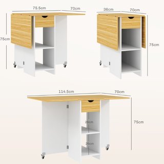 Tavolo da Pranzo Pieghevole per 2-4 Persone con 2