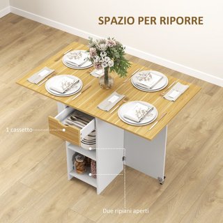 Tavolo da Pranzo Pieghevole per 2-4 Persone con 2