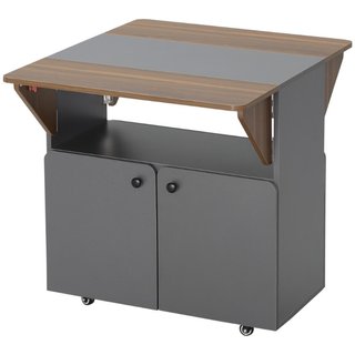 Klapptisch Rollschrank, zwei klappbare Tischseiten