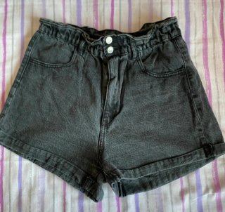 Pantalones cortos vaqueros negros para mujer