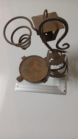 Portamacetas Hierro Forjado con Farol Vintage