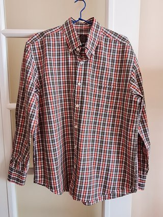 Camisa Cortefiel Cuadros Verde y Naranja
