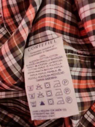 Camisa Cortefiel Cuadros Verde y Naranja