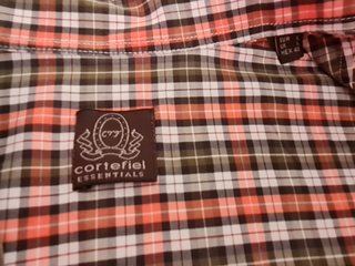Camisa Cortefiel Cuadros Verde y Naranja
