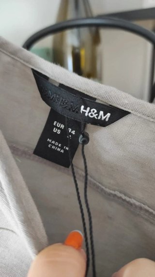Vestido de verano gris lino algodón H&M zara