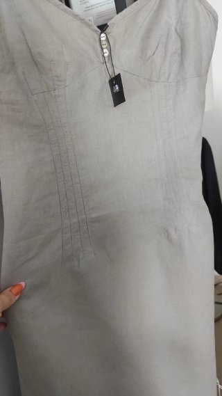 Vestido de verano gris lino algodón H&M zara