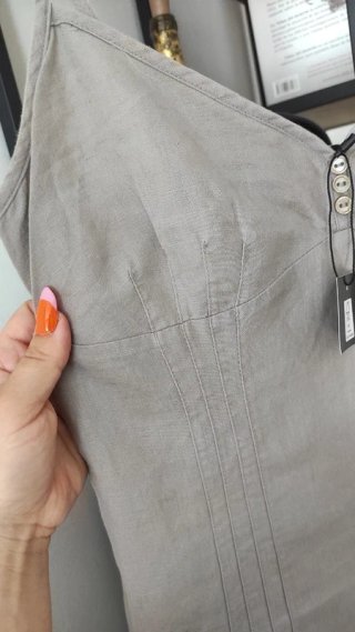 Vestido de verano gris lino algodón H&M zara