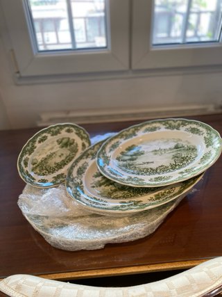 Juego de porcelana verde y blanco