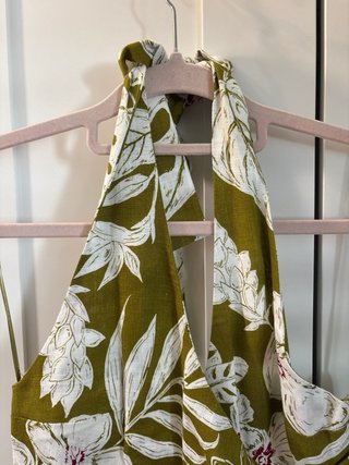 Vestido Zara Flores Verde y Blanco