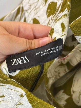 Vestido Zara Flores Verde y Blanco