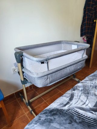Cuna colecho Kinderkraft NESTE AIR gris y madera
